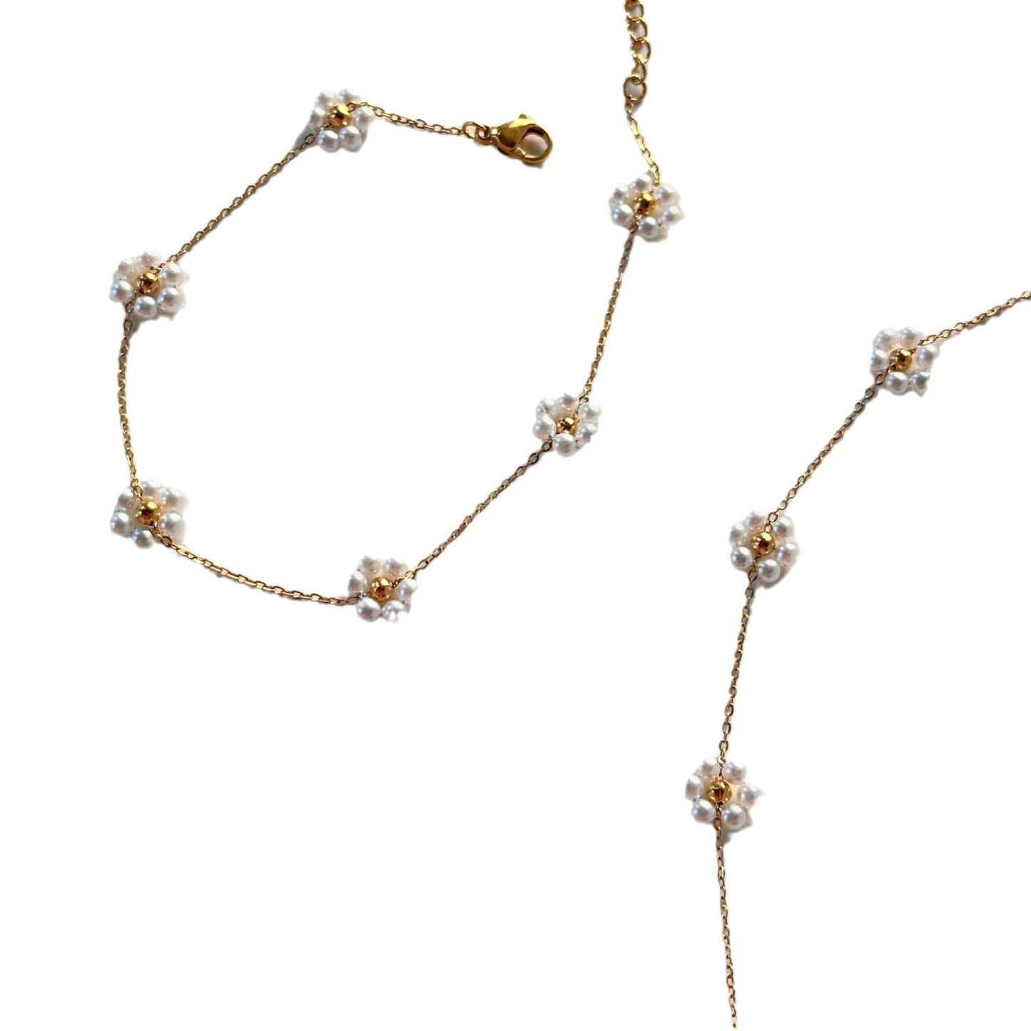 Pearl Small Flower Necklace Titanium Steel