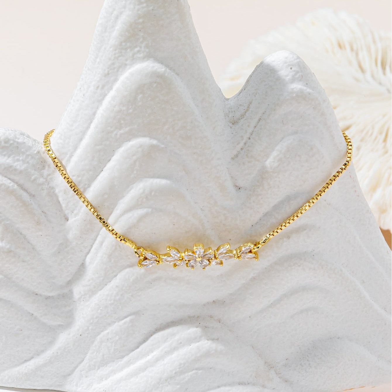 Zircon Bracelet Silver Flower- Gold-plated Bracelet Suitable