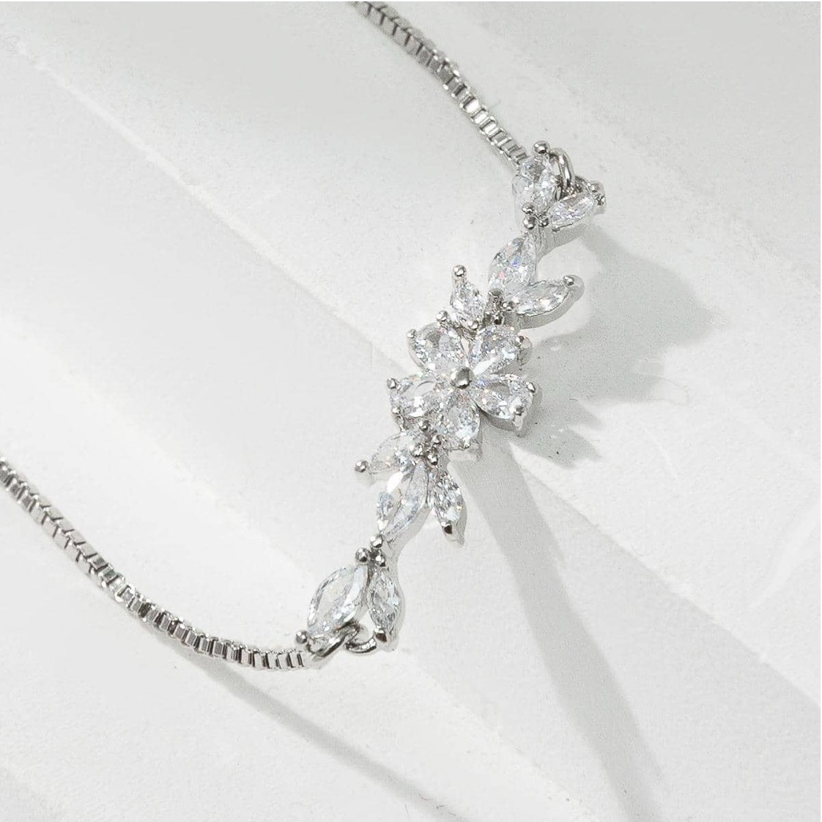 Zircon Bracelet Silver Flower- Gold-plated Bracelet Suitable