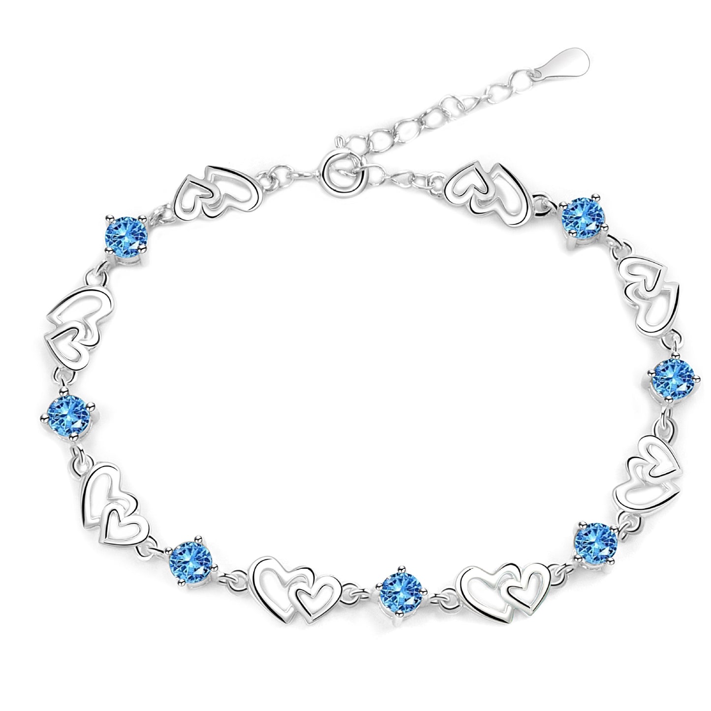 Luxury Doppel Herz Blue Zircon Bracelet