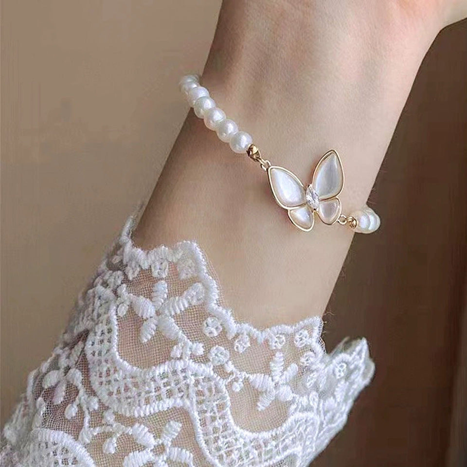 Pearl Bracelet Fritillary Butterfly Ornament