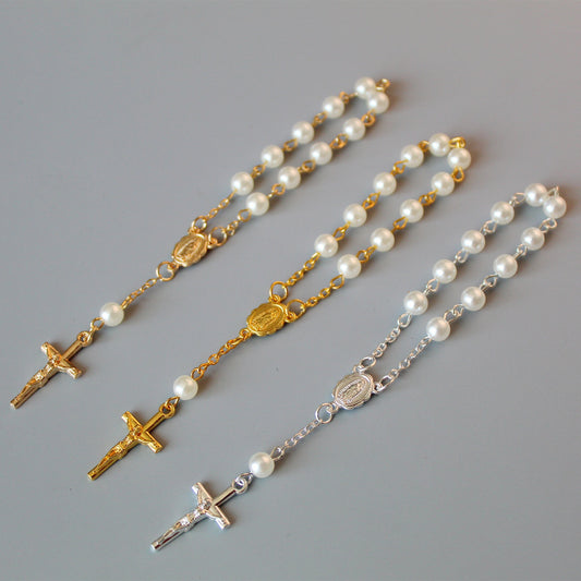 Beads Pearl Cross Full Moon Blessing Bracelet