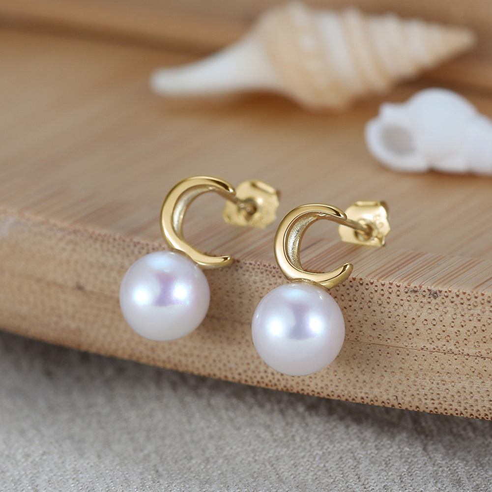 Silver Moon Natural Pearl Earrings