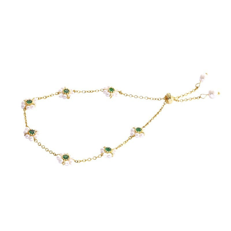 Pearl Flowers Bracelet All-match Adjustable Chain Bracelet