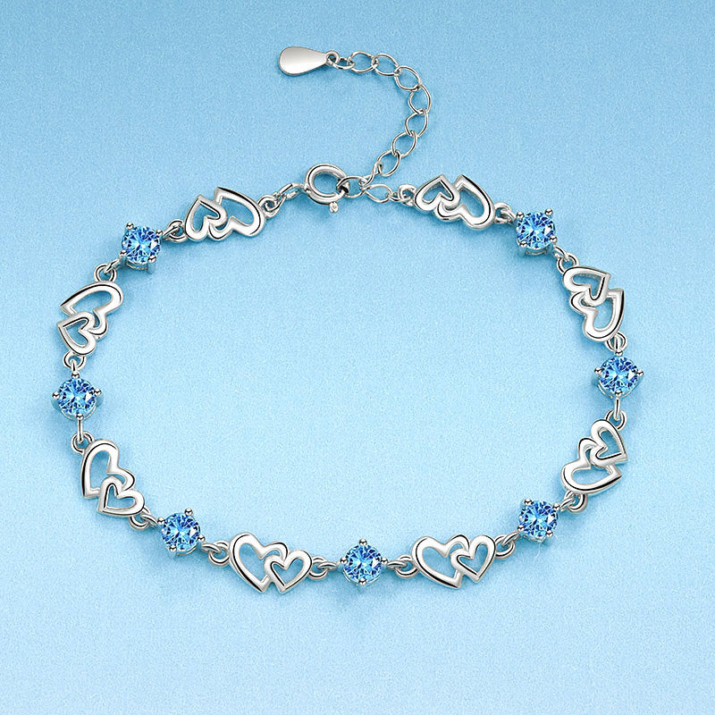 Luxury Doppel Herz Blue Zircon Bracelet