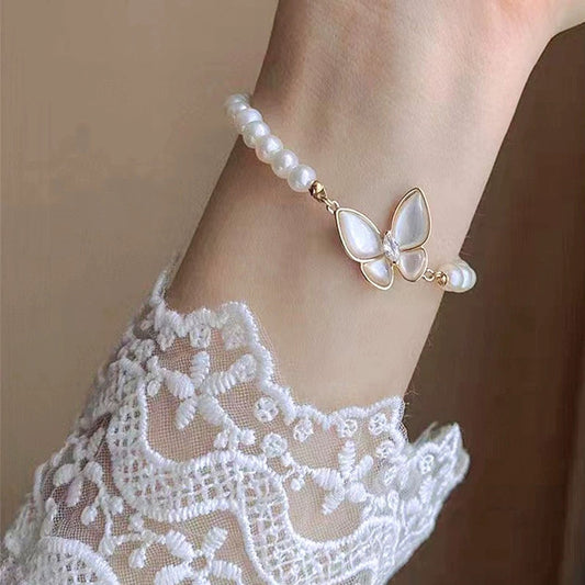 Pearl Bracelet Fritillary Butterfly  Ornament