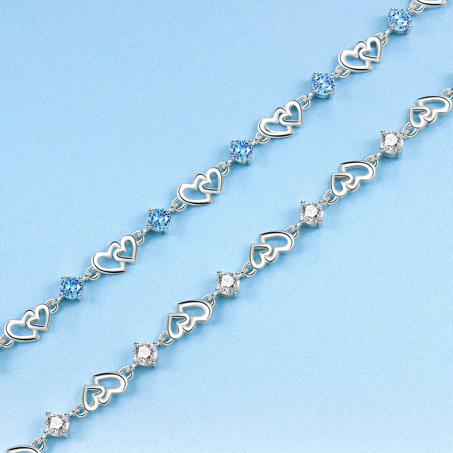 Luxury Doppel Herz Blue Zircon Bracelet