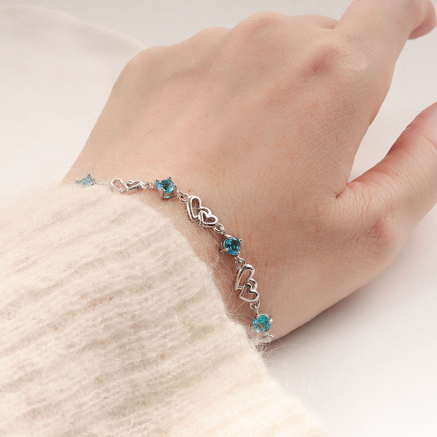 Luxury Doppel Herz Blue Zircon Bracelet